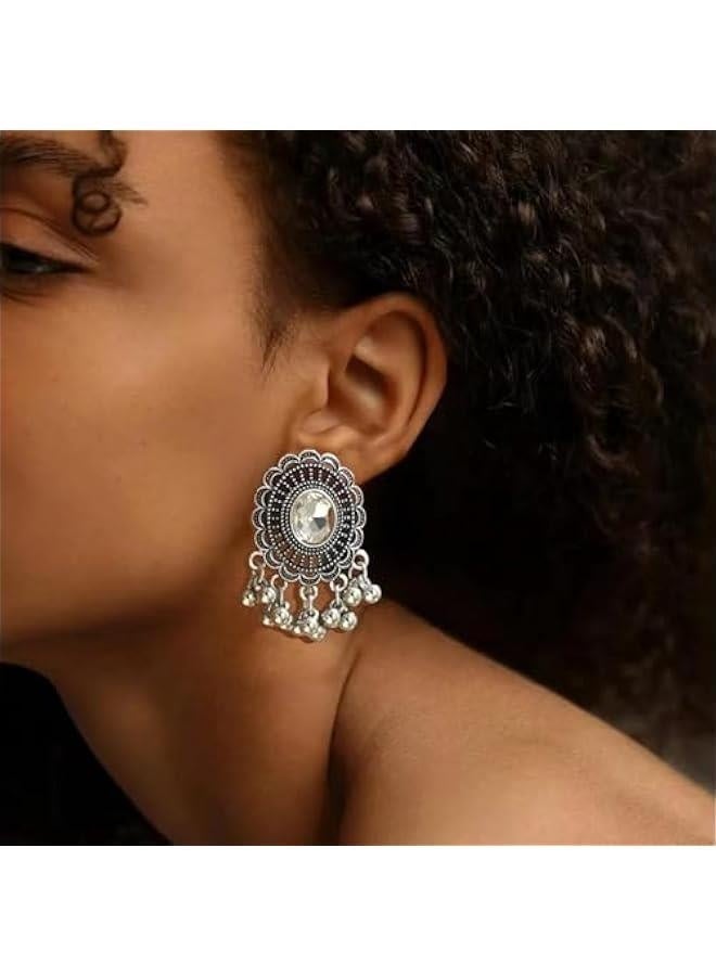 Indian Jewelry Sets for Women Bollywood Choker Necklace Earring Set Gold Jhumkas Indian Earrings Traditional Vintage Ethnic Accessories Indian Outfits Wedding Party Prom JewelrySXVPS - Image 4