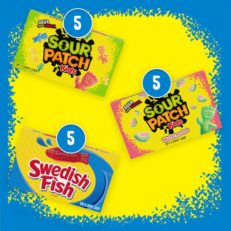 حلوى SOUR PATCH KIDS و SWEDISH FISH الطرية والمطاطية - مجموعة متنوعة، حلوى بالجملة، 15 صندوق - Image 3