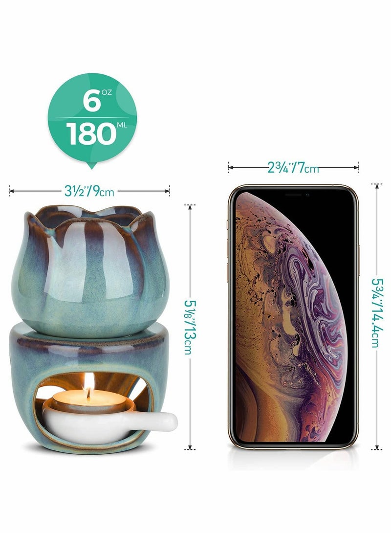 KASTWAVE Wax Melt Essential Oil Burner, Removable Aromatherapy Burner Ceramic Aroma Oil Candle Diffuser Wax Tart Warmer - Image 2