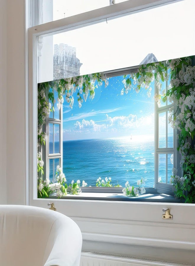 BlissYard Window Privacy Film 39.3×17.7 Inchs Stain Glass Window Film for Glass Sea Scene Glass Decorations Anti-UV Sun Non-Adhesive Static Cling Glass Covering Sticker for Bathroom and Living Room - Image 5