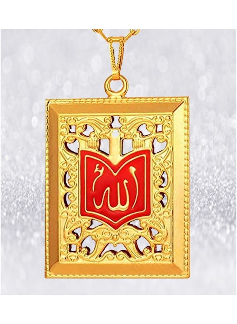 DubaiGallery مجوهرات الموضة عالية الحرفية قلادة قلوب إسلامية الله تعليقات مجوهرات دينية هدية للنساء مجوهرات باللون الذهبي - Image 3