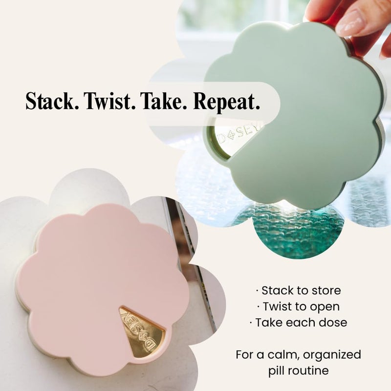 Dosey Twist+Stack Pill Organizer, Weekly & Daily Medicine Organizer Case, Portable Travel Pill Box, Compact Vitamin & Medication Storage Solution, Blush Gold - Image 5