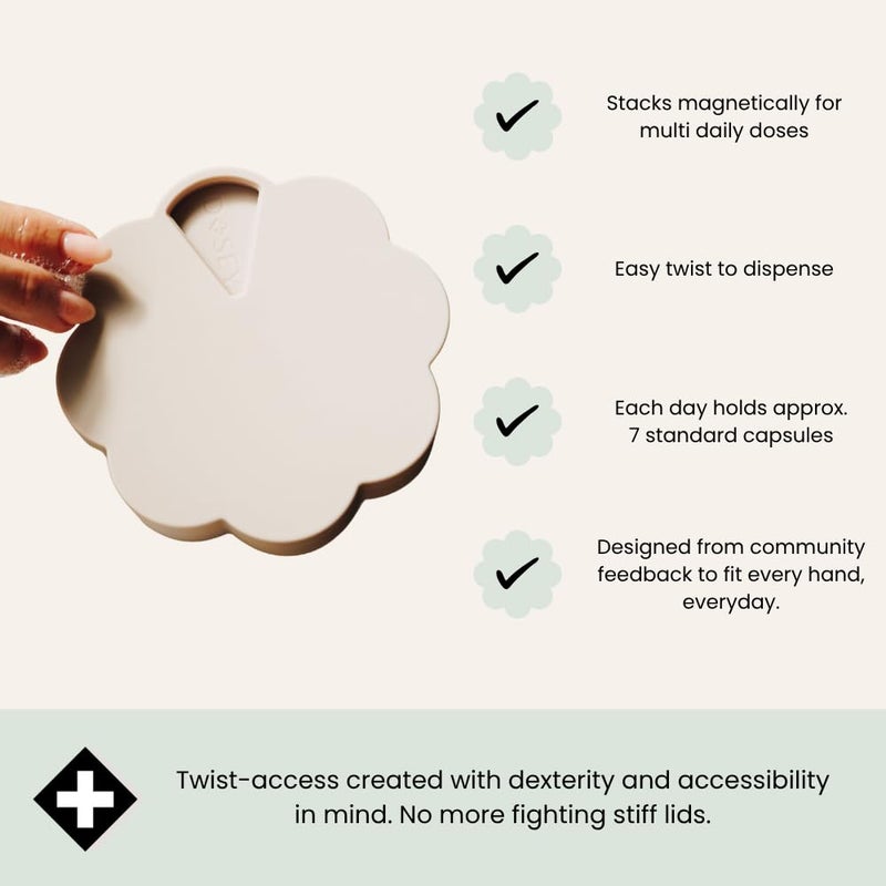 Dosey Twist+Stack Pill Organizer, Weekly & Daily Medicine Organizer Case, Portable Travel Pill Box, Compact Vitamin & Medication Storage Solution, Blush Gold - Image 4