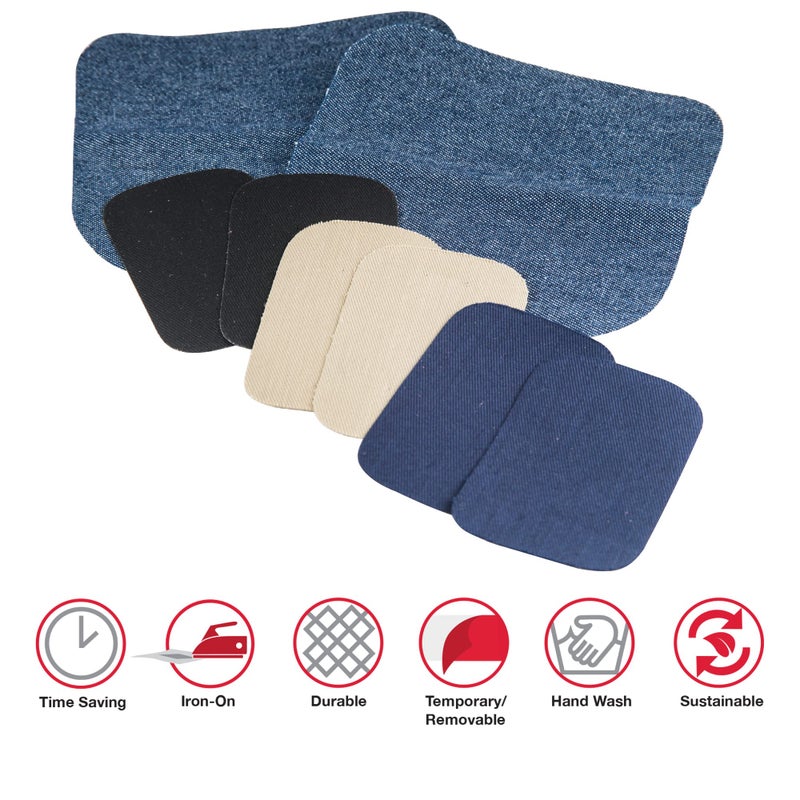 SINGER Denim & Twill Iron-On Patches Combo, 8pc Assorted - Image 3