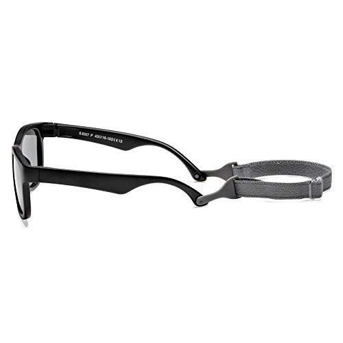 COASION Flexible Polarized Baby Sunglasses with Strap Adjustable for Toddler Newborn Infant 0-24 Months (Matte Black/Grey) - Image 4