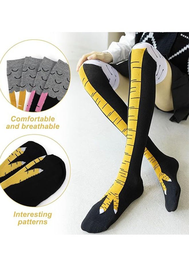 ZVEV - 3 Pairs Chicken Leg Socks, Chicken Feet Stockings, Cotton Knee Thigh High Socks Novelty Pattern Athletic Socks for Women Girls Striped Socks Funny Gifts - Image 1