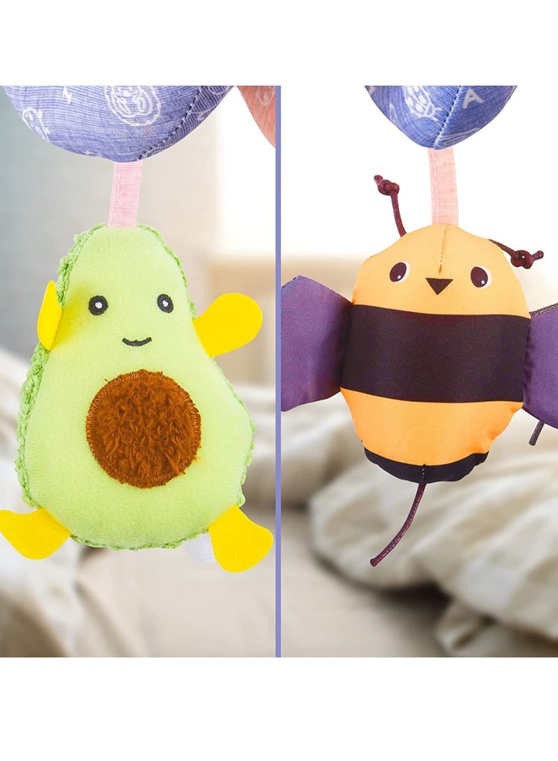 Infant Car Seat Toys Plush Orange Fox Spiral Activity Hanging Toy for Stroller Crib and Bassinet with Music Box Squeaker and Rattles  - Image 3