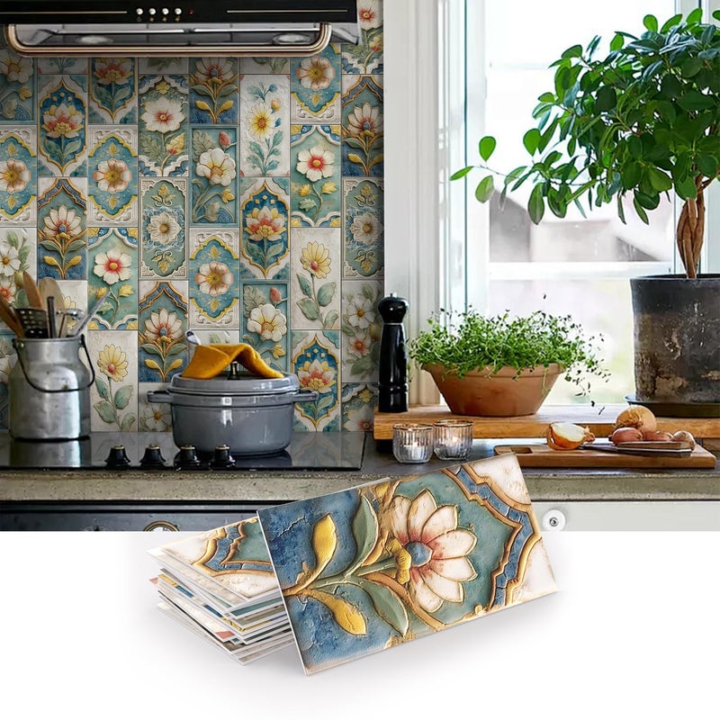 VICCI 16Pcs Tile Decals Peel and Stick Kitchen Backsplash Decorative Wall Tiles Stickers 8 x 4 SelfAdhesive Waterproof Removable for Bathroom Cabinets Home DIY Projects Decor - Image 2