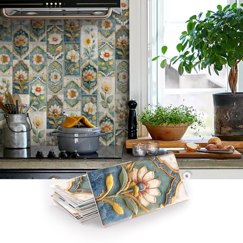 VICCI 16Pcs Tile Decals Peel and Stick Kitchen Backsplash Decorative Wall Tiles Stickers 8 x 4 SelfAdhesive Waterproof Removable for Bathroom Cabinets Home DIY Projects Decor - Image 1