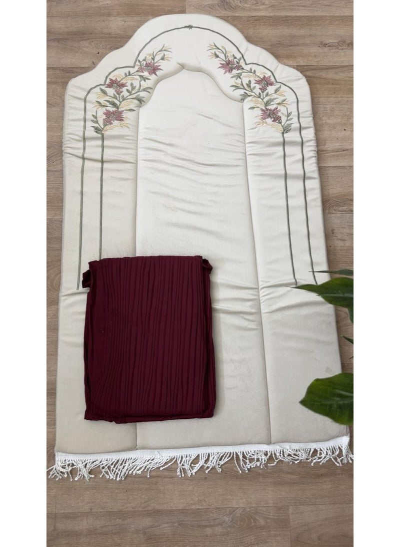 أرام سجادة صلاة اسفنج مبطن مع شرشف صلاة مرد خامة باردة و ممتازة وغلاف مصحف