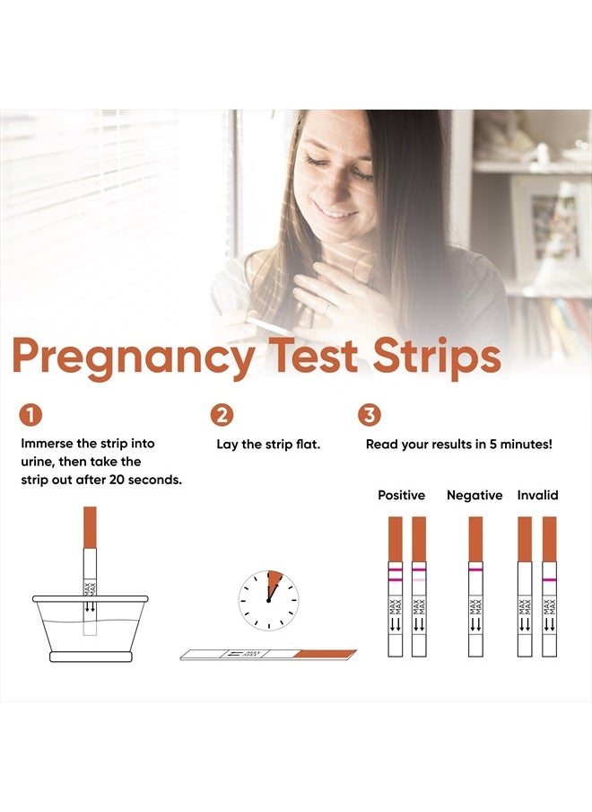 Pregnancy Test Strip - Individually Wrapped HCG Strips - Highly Sensitive Home Detection Pregnancy Test Kit - Clear HCG Test Results - 20 Count