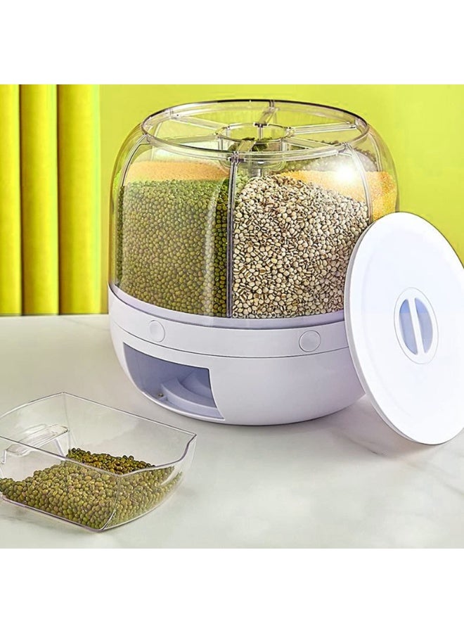 Grain Storage Container Dispenser, 22Lbs rice dispenser rotating, 360° rotating food dispenser One-Click Output rice Storage Round Grain Dispenser Kitchen for Small Grains, Beans, Rice - Image 4