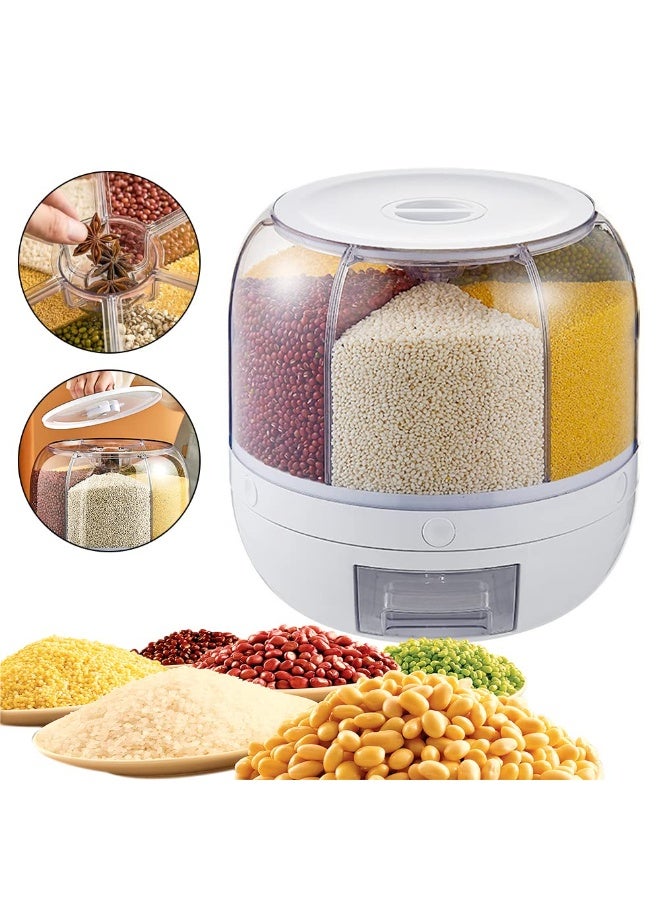 Grain Storage Container Dispenser, 22Lbs rice dispenser rotating, 360° rotating food dispenser One-Click Output rice Storage Round Grain Dispenser Kitchen for Small Grains, Beans, Rice - Image 5