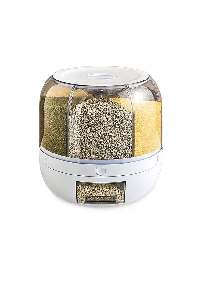Grain Storage Container Dispenser, 22Lbs rice dispenser rotating, 360° rotating food dispenser One-Click Output rice Storage Round Grain Dispenser Kitchen for Small Grains, Beans, Rice - Image 1