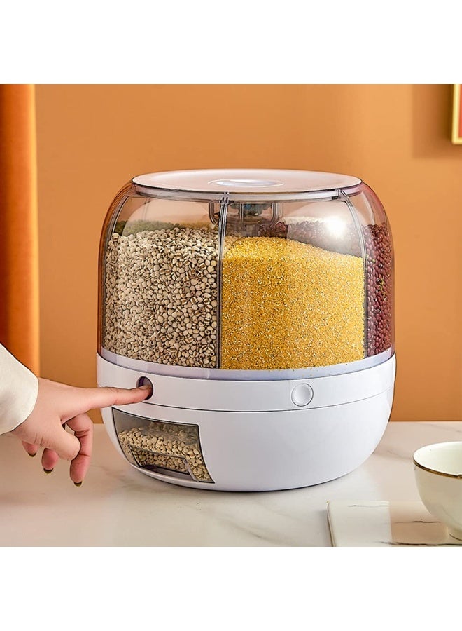Grain Storage Container Dispenser, 22Lbs rice dispenser rotating, 360° rotating food dispenser One-Click Output rice Storage Round Grain Dispenser Kitchen for Small Grains, Beans, Rice - Image 2