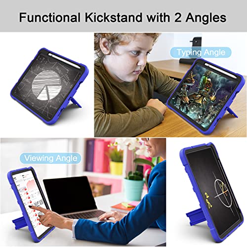 Azzsy Case for iPad (A16) 11th Generation 11 Inch 2025 / iPad 10th Generation 10.9 Inch 2022, [Built-in Pencil Holder] Heavy Duty Shockproof Rugged Protective Case, Blue - Image 3