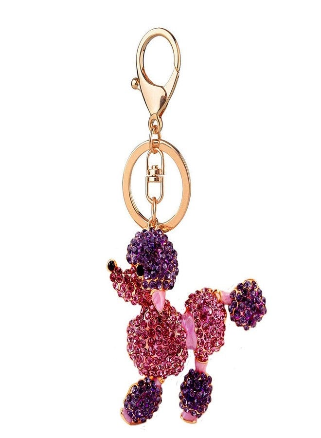 Bestdays Cute Poodle Sparkling Charm Blingbling Dog Keychain Crystal Rhinestone Pendant (Purple) - Image 1