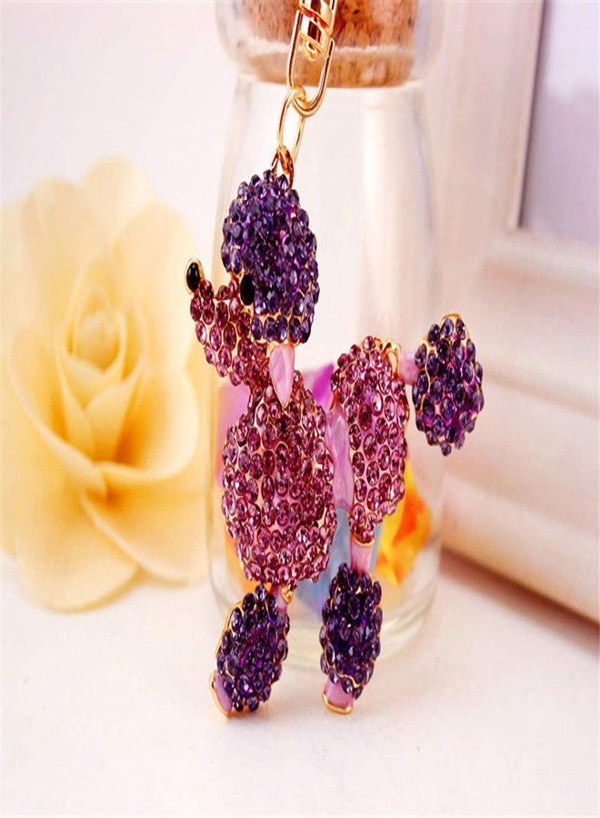 Bestdays Cute Poodle Sparkling Charm Blingbling Dog Keychain Crystal Rhinestone Pendant (Purple) - Image 4