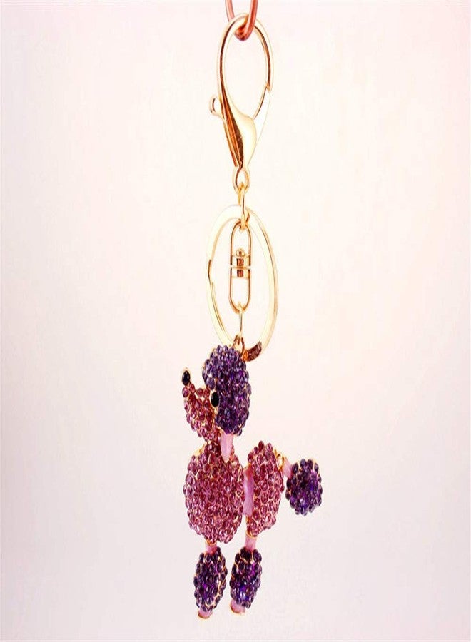 Bestdays Cute Poodle Sparkling Charm Blingbling Dog Keychain Crystal Rhinestone Pendant (Purple) - Image 2