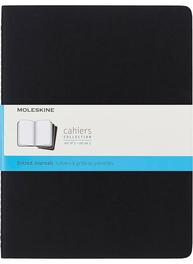 موليسكين مجلة Cahier Journal غلاف ناعم مقاس كبير جدًا 7.5 بوصة × 9.5 بوصة منقط باللون الأسود 120 صفحة مجموعة من 3 قطع  - Image 1