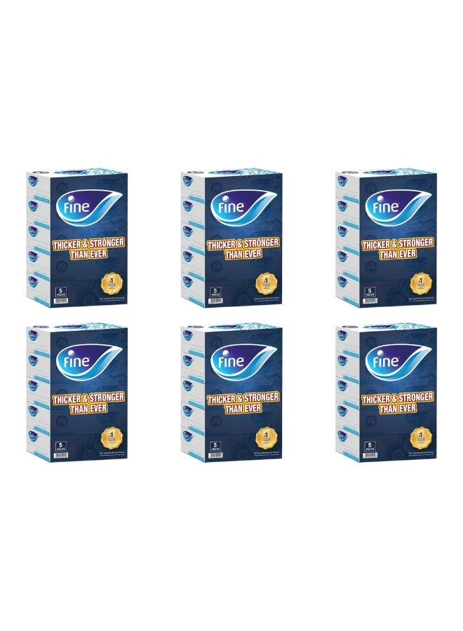 Fine مجموعة صناديق مناديل 5 عبوات سميكة وقوية 2 طبقة 150 ورقة - 6 عبوات - Image 2