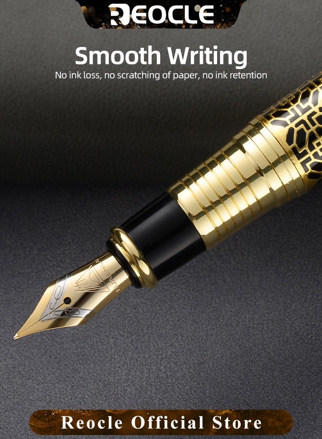 REOCLE Business Metal Fountain Pen Retro Classic Style Pen Gift Smooth Writing Pen Calligraphy Pen for Signature School Office Gift Supplies - Image 4