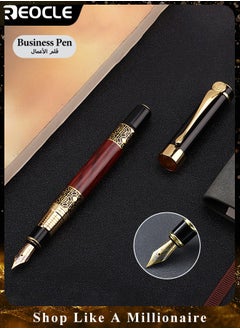 REOCLE Business Metal Fountain Pen Retro Classic Style Pen Gift Smooth Writing Pen Calligraphy Pen for Signature School Office Gift Supplies  - Image 1