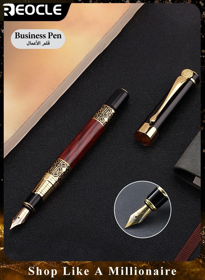 REOCLE Business Metal Fountain Pen Retro Classic Style Pen Gift Smooth Writing Pen Calligraphy Pen for Signature School Office Gift Supplies - Image 1