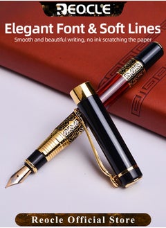 REOCLE Business Metal Fountain Pen Retro Classic Style Pen Gift Smooth Writing Pen Calligraphy Pen for Signature School Office Gift Supplies  - Image 2
