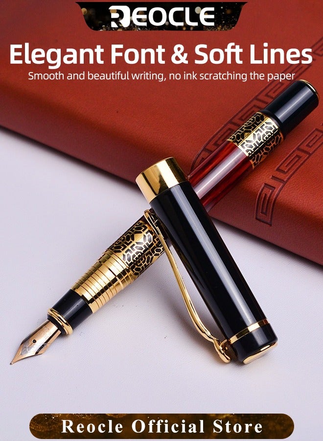 REOCLE Business Metal Fountain Pen Retro Classic Style Pen Gift Smooth Writing Pen Calligraphy Pen for Signature School Office Gift Supplies - Image 2