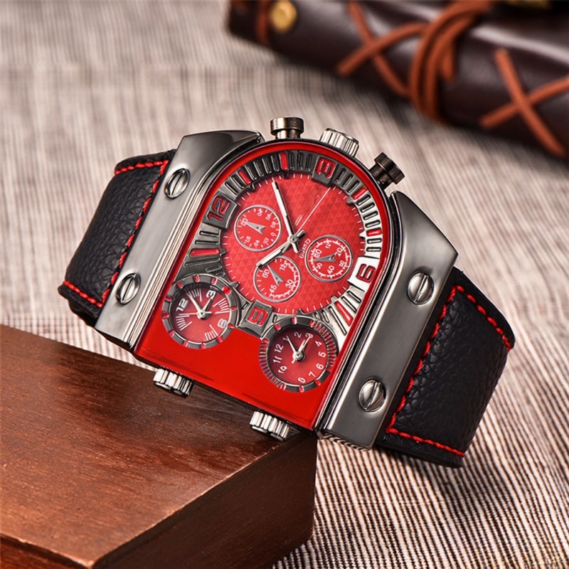 Oulm Men Wrist Watch: Black Leather Band, Eye-Catching Appearance - High Precision Quartz Movement for Business Casual Indoor Outdoor Activities - Image 5