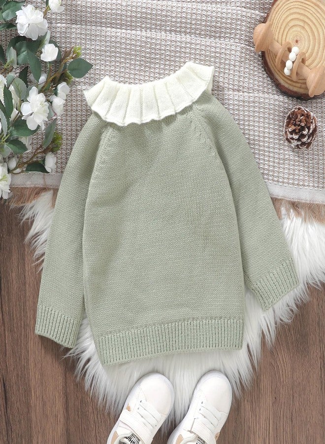BULINGNA Toddler Baby Girl Cardigan Sweater Chicken Turn-Down Collar Sweatshirt Button Down Knitwear Outwear Farm Outfits (Green, 2-3 Years) - Image 2