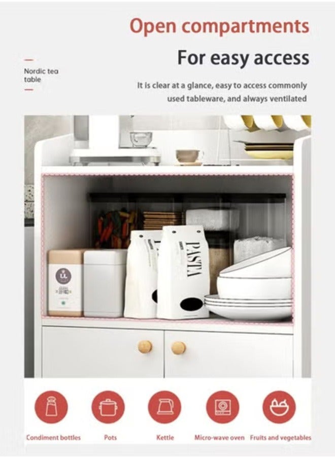 AGD Large capacity coffee cabinet, modern and simple home coffee corner, suitable for living room, office, kitchen, warm white storage cabinet - Image 4