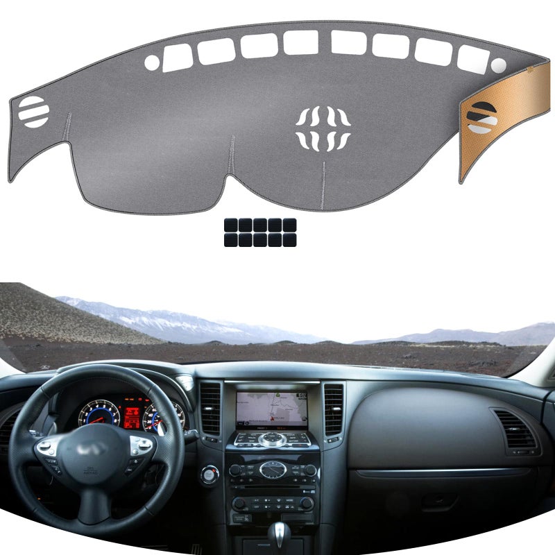 KEYOOG Dashboard Cover Dash Mat Fit for in-finiti 12-09 FX35,2013 FX37,13-09 FX50,17-14 QX70 (Without HUD Models),Car Dash Board Mat Anti-Glare Carpet,Non-Slip Pad (Grey) - Image 1
