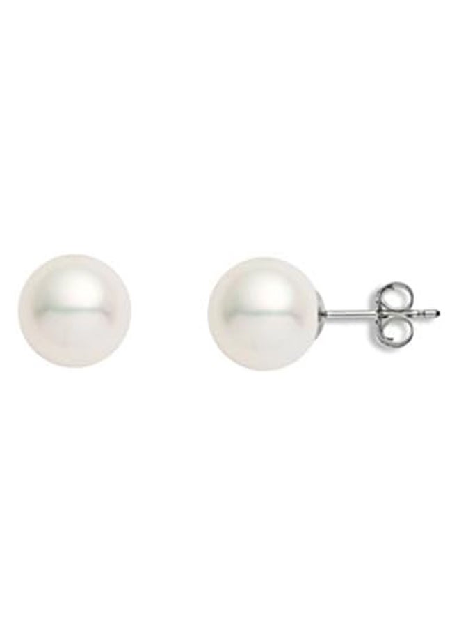 Sterling Silver AAA Plus Freshwater Cultured White Pearl Stud Earrings for Women, Pearl, Pearl, by Premium Pearl, Multicolor 