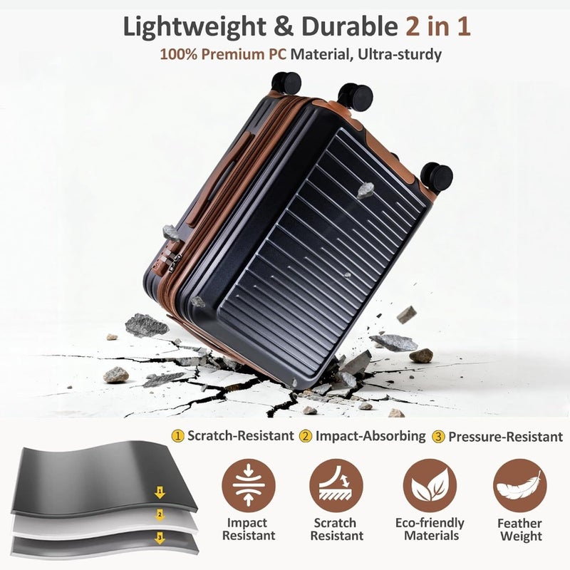 Expandable Luggage Sets 5 PCS PC Hardshell Lightweight - 20 Inch 24 Inch 28 Inch Travel Suitcase Set Home Airport Use Scratch-Resistant Shiny Finish - Image 5