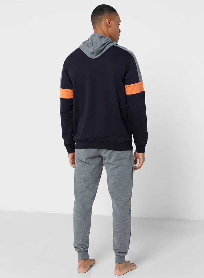U.S. Polo Assn. Logo Printed Hoodie And Sweatpants Pyjama Set