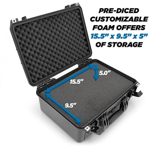 CASEMATIX 18" Waterproof Hard Case with Customizable Foam for Portable Electronics, Tools and Accessories - Hard Shell Plastic Case with Pre-Diced Travel Case Foam Interior - Image 3