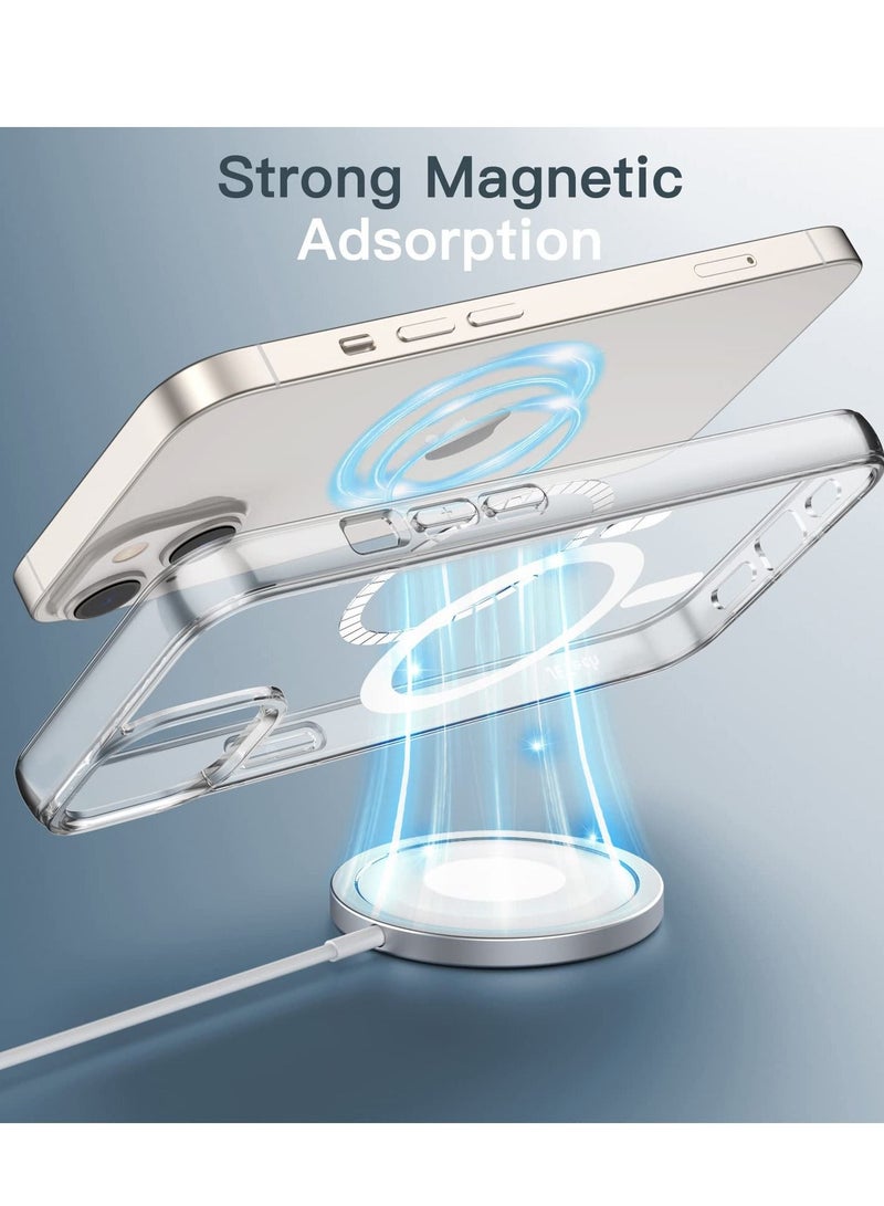 جي تيك جراب مغناطيسي لهاتف iPhone 13 mini متوافق مع MagSafe شاحن لاسلكي مقاوم للصدمات وغطاء ممتص للصدمات مضاد للخدش ظهر شفاف - Image 4