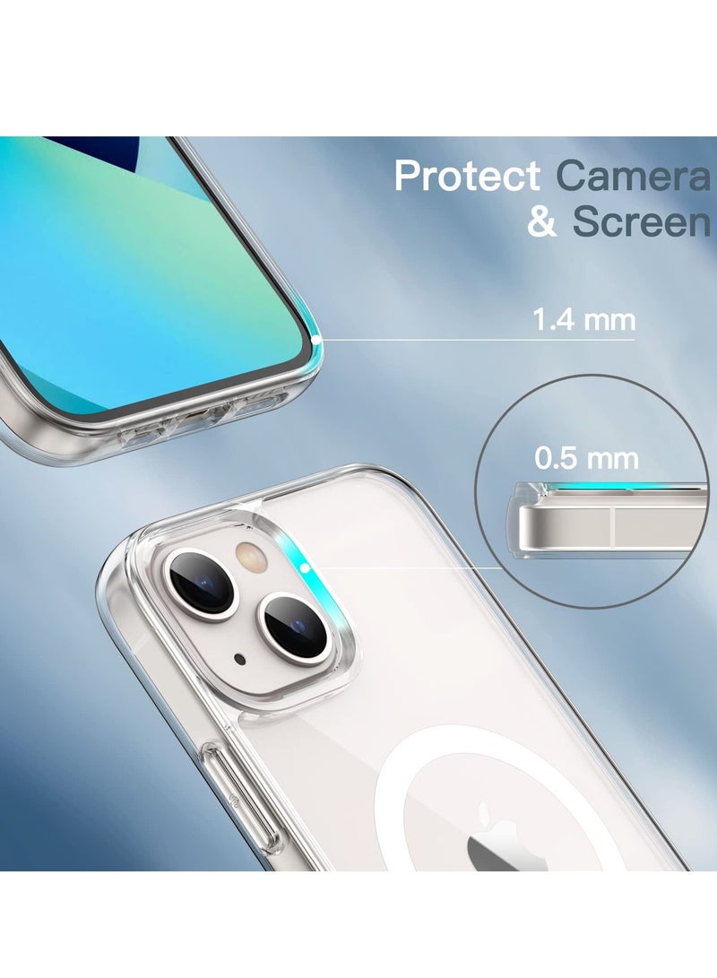 جي تيك جراب مغناطيسي لهاتف iPhone 13 mini متوافق مع MagSafe شاحن لاسلكي مقاوم للصدمات وغطاء ممتص للصدمات مضاد للخدش ظهر شفاف - Image 3