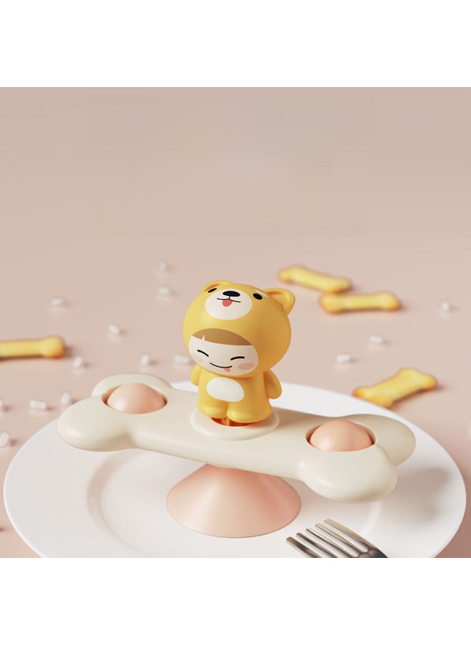 Baby Cartoon Three-dimensional Dining Table Sucker Turning Music Bathroom Dining Chair Gyro Grinding Teeth Toy Coax Baby Artifact-Color:Five-piece Yellow Monster (bag)  - Image 3