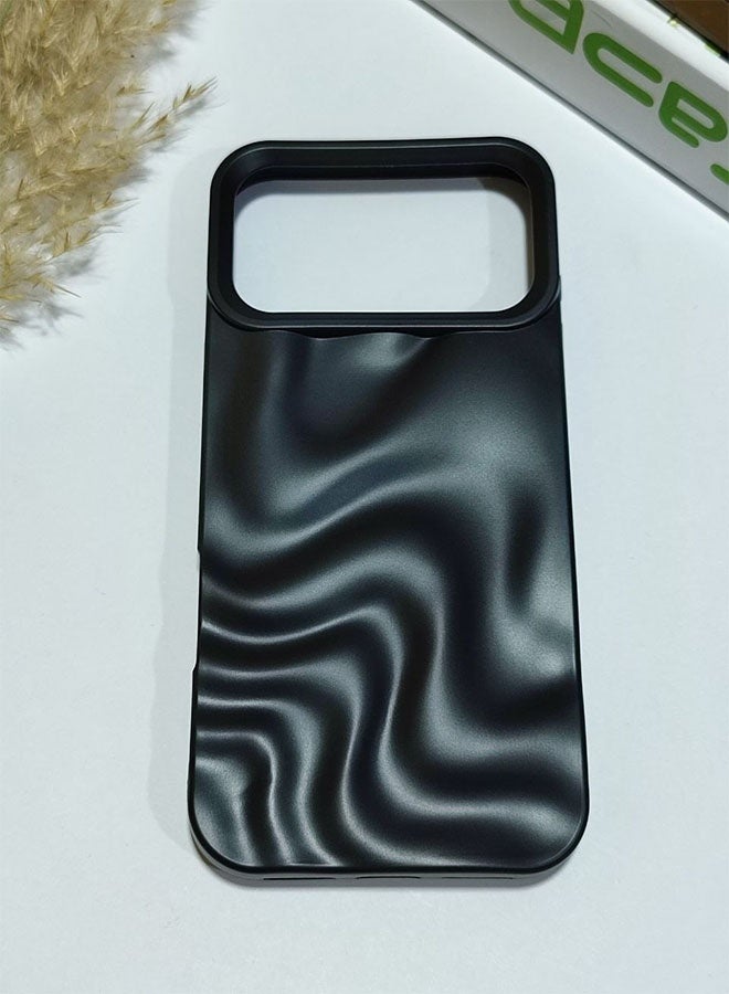 Premium Matte Case Compatible with iPhone 17 Pro Max, Featuring a 3D Wave Design, Durable Material for Shock and Scratch Protection, a Comfortable Feel, and a Stylish Look - Black - Image 3