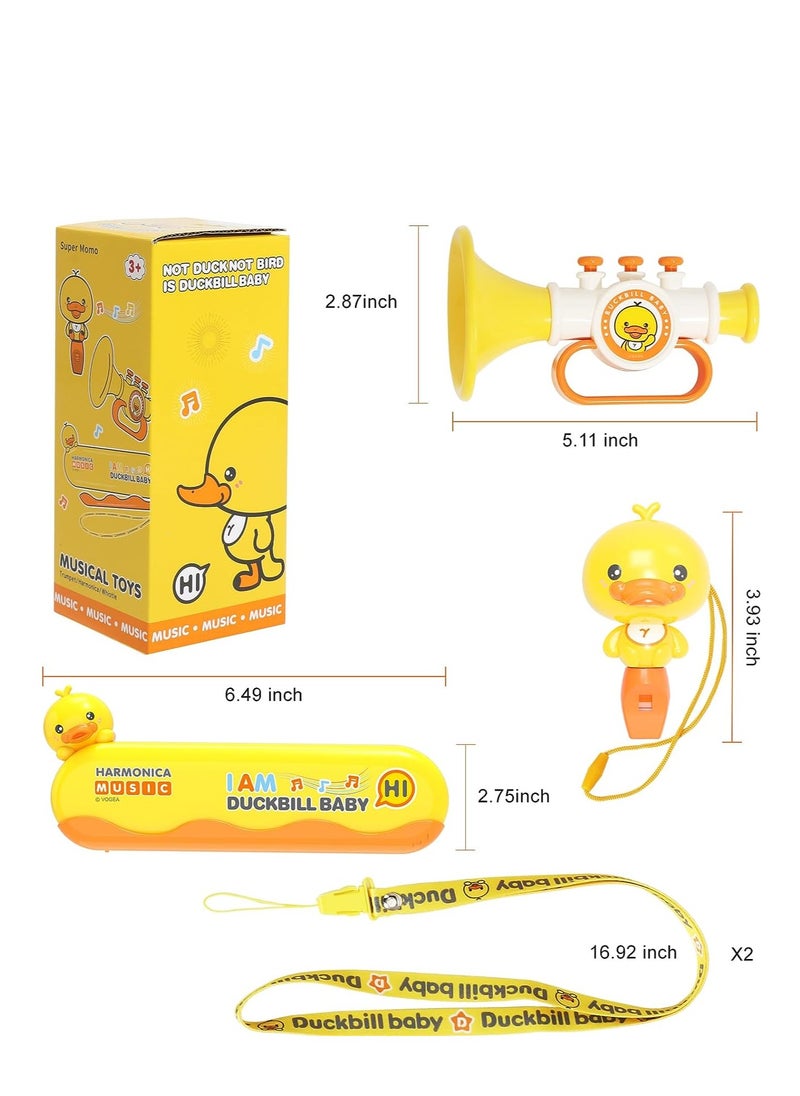 SYOSI Musical Instruments Toys, for Toddlers 1-3, Musical Toy Trumpet, Harmonica, Whistle, Toddler Baby Kids Music Toys Set, Preschool Educational Early Learning, Birthday Gifts for Boys and Girls, 3 Pcs  - Image 3