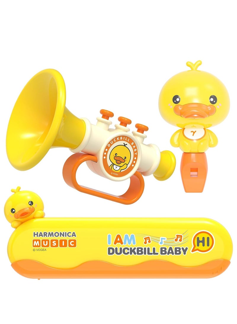 SYOSI Musical Instruments Toys, for Toddlers 1-3, Musical Toy Trumpet, Harmonica, Whistle, Toddler Baby Kids Music Toys Set, Preschool Educational Early Learning, Birthday Gifts for Boys and Girls, 3 Pcs  - Image 1