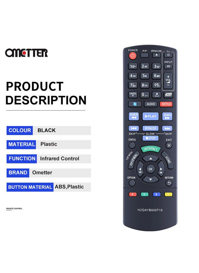 OMETTER - N2QAYB000719 For Panasonic Blu-ray Disc Player Remote Control DMP-BDT220 DMP-BDT120 DMP-BDT220CP DMPBDT220 DMPBDT120 - Image 1