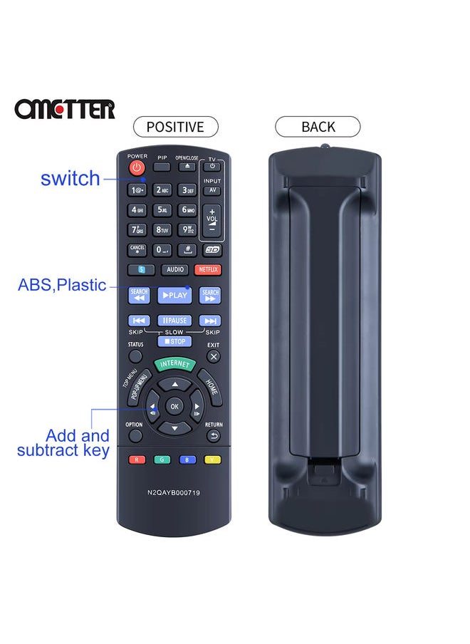 OMETTER - N2QAYB000719 For Panasonic Blu-ray Disc Player Remote Control DMP-BDT220 DMP-BDT120 DMP-BDT220CP DMPBDT220 DMPBDT120 - Image 1