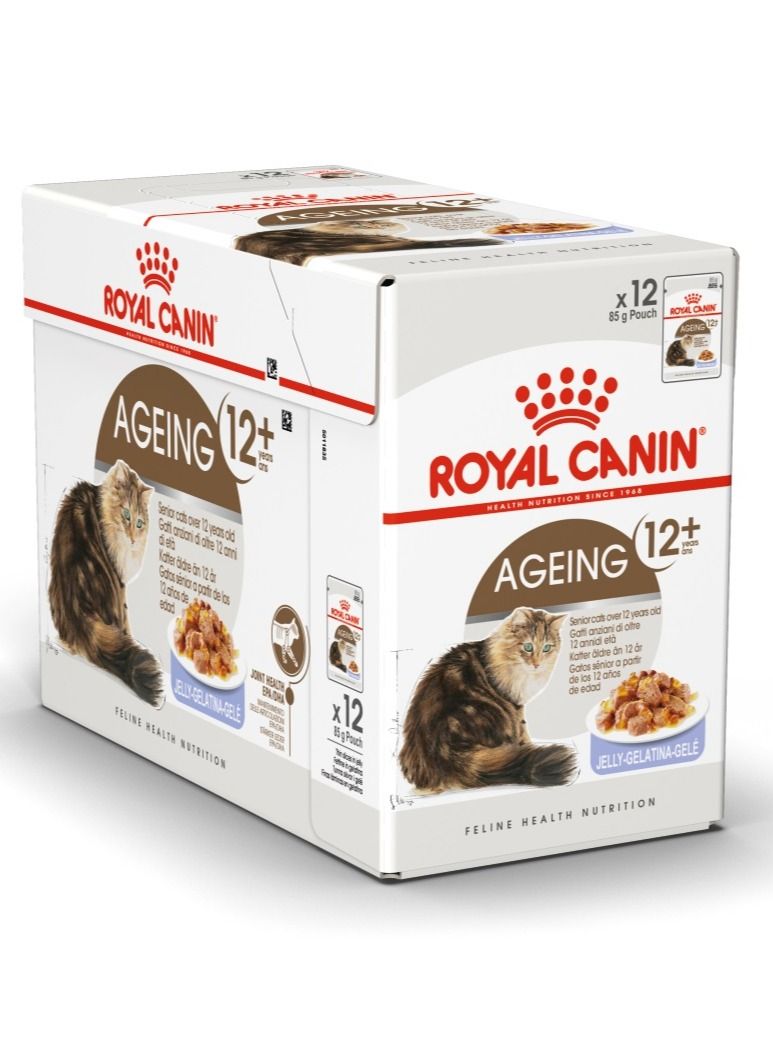 ROYAL CANIN طعام رطب للقطط الكبيرة في السن 12+ شرائح في جيلي 12x85غ - Image 1