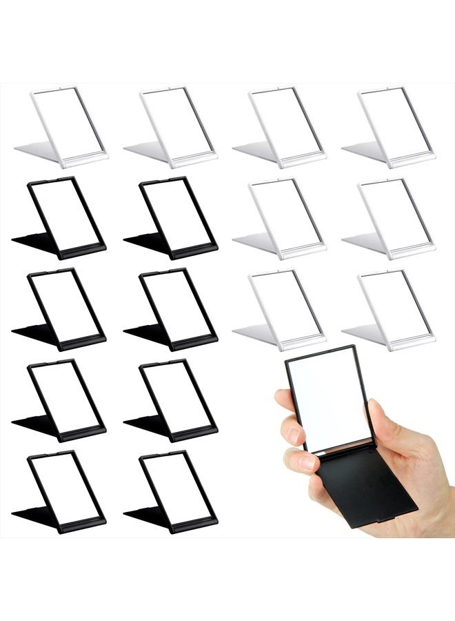 Queekay 2 x 3 x 0.2'' Small Makeup Folding Mirror Travel Mirror Portable Folding Mirror Rectangle Compact Mirror Stand up Mirror Compact Mirror Portable Vanity Mirror for Women Girls（Black, White） - Image 1