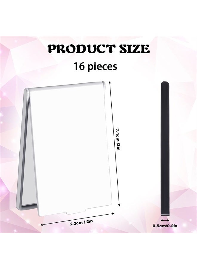 Queekay 2 x 3 x 0.2'' Small Makeup Folding Mirror Travel Mirror Portable Folding Mirror Rectangle Compact Mirror Stand up Mirror Compact Mirror Portable Vanity Mirror for Women Girls（Black, White） - Image 3