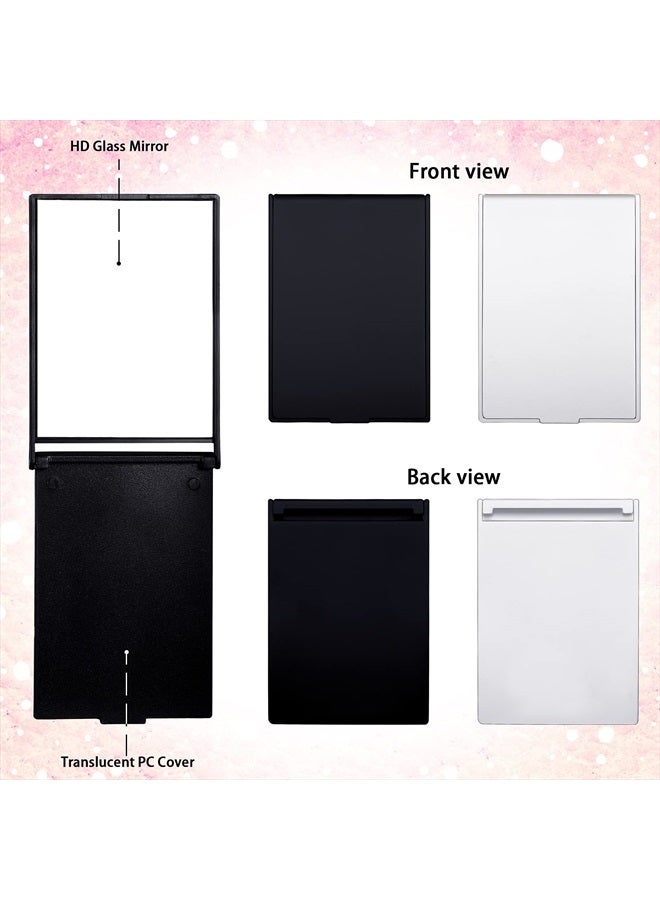 Queekay 2 x 3 x 0.2'' Small Makeup Folding Mirror Travel Mirror Portable Folding Mirror Rectangle Compact Mirror Stand up Mirror Compact Mirror Portable Vanity Mirror for Women Girls（Black, White） - Image 4